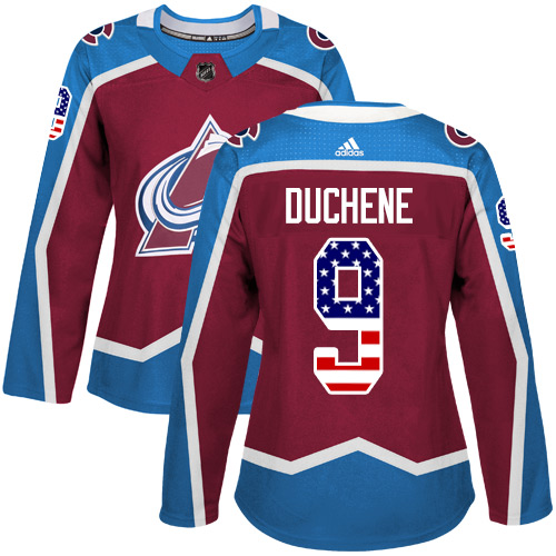 Adidas Avalanche #9 Matt Duchene Burgundy Home Authentic USA Flag Women's Stitched NHL Jersey - Click Image to Close